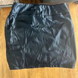 Black leather look skirt